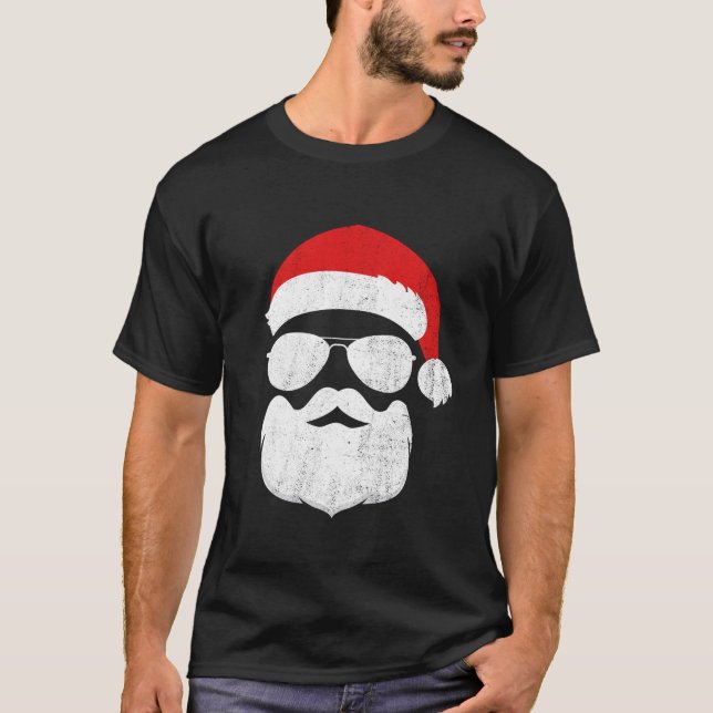 Cooler Santa-Claus mit Sonnenbrille für Weihnachts T-Shirt (Vorderseite)