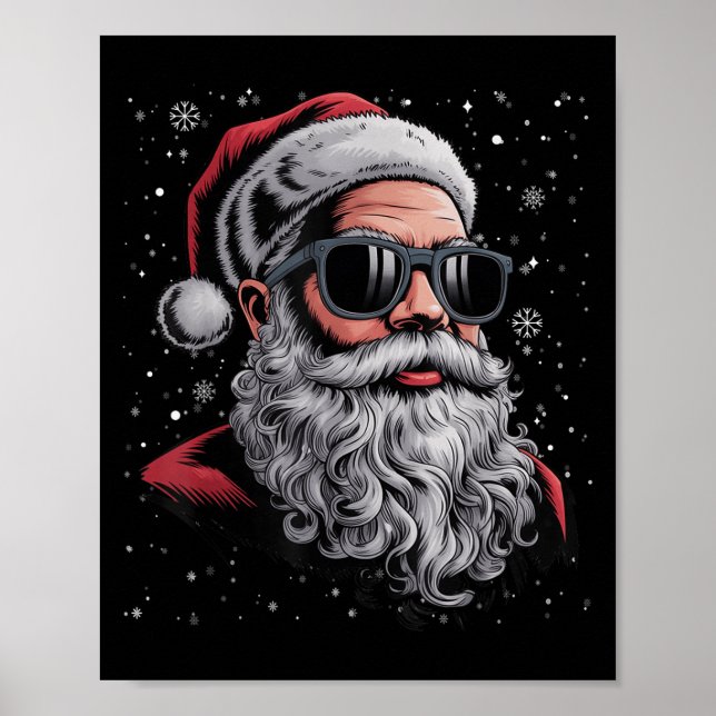 Cooler Santa Face Beard & amp; Gles Christmas Funn Poster (Vorne)