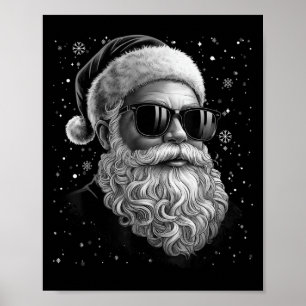Cooler Santa Face Beard & amp; Gles Christmas Funn Poster