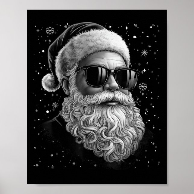Cooler Santa Face Beard & amp; Gles Christmas Funn Poster (Vorne)