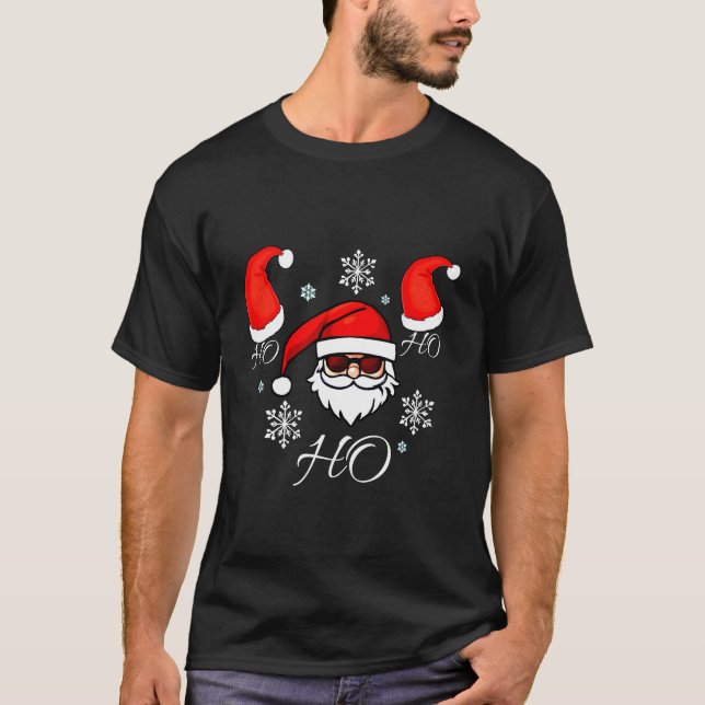 Cooler Santa Ho Ho Ho T - Shirt Festliche Weihnach (Vorderseite)