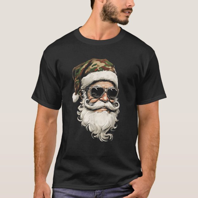 Cooler Santa in Camouflage Hut mit Sonnenbrille We T-Shirt (Vorderseite)