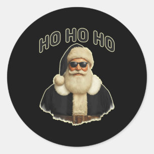 Cooler Santa mit schwarzer Sonnenbrille Grafik Runder Aufkleber