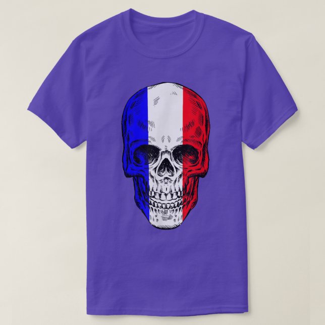 Cooler Schädel mit französischem FlaggenT - Shirt (Design vorne)