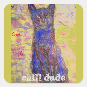 cooler Schauer-Typ der blauen Katze Quadratischer Aufkleber