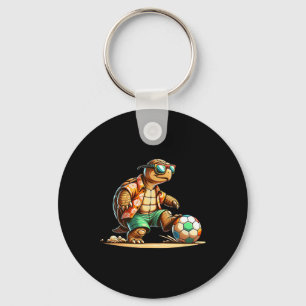 Cooler Schildkröten-Fußballspieler mit Sonnenbrill Schlüsselanhänger