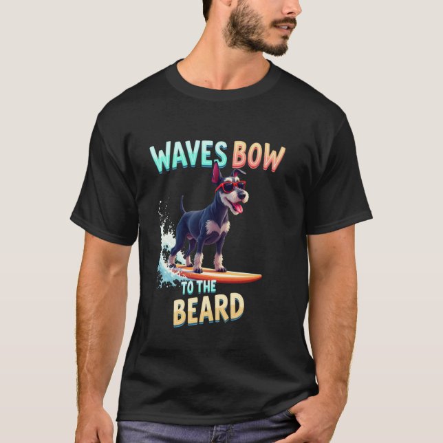 Cooler Schnauzer Surferhund T-Shirt (Vorderseite)