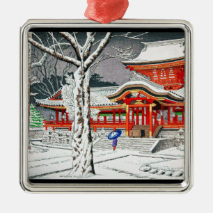 Cooler Schnee in iwashimizu hachiman Schrein Kyoto Silbernes Ornament