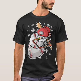 Cooler Schneemann Baseballspieler Baseballschläger T-Shirt