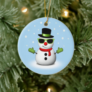 Cooler Schneemann mit Schatten und Adorable Smirk Keramik Ornament