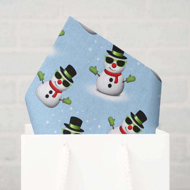 Cooler Schneemann Weihnachtswinterblauer Schnitt Seidenpapier (Geschenktüte)