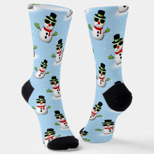Cooler Schneemann Weihnachtswinterblauer Schnitt Socken