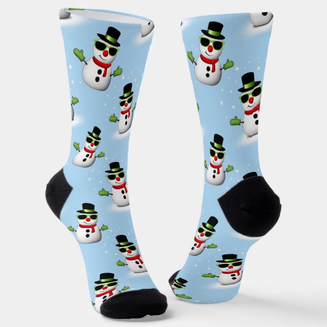 Cooler Schneemann Weihnachtswinterblauer Schnitt Socken (Gewinkelt)
