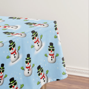 Cooler Schneemann Weihnachtswinterblauer Schnitt Tischdecke