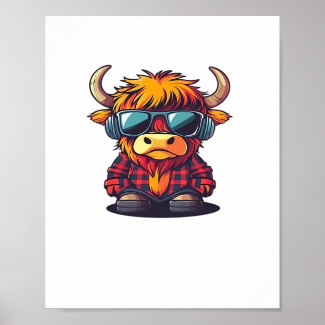 Cooler schottischer Highland Cow Classic T - Shirt Poster (Vorne)