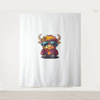 Cooler schottischer Highland Cow Classic T - Shirt Wandteppich