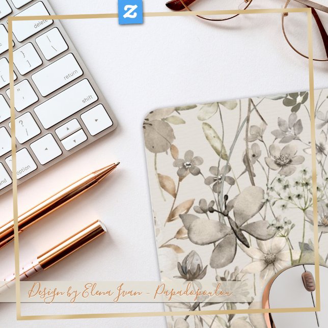 Cooler Schreibtisch - beige Elfenbeinküste - schön Mousepad (My elegant floral on this mouse pad)