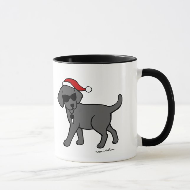 Cooler schwarzer Labrador-WeihnachtsCartoon Tasse (Rechts)