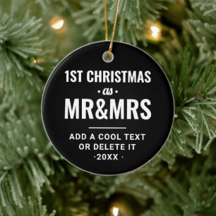 Cooler Schwarzer Moderner Typo Erste Weihnachtsf Keramik Ornament
