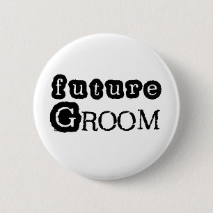 Cooler schwarzer Text-zukünftiger Bräutigam Button