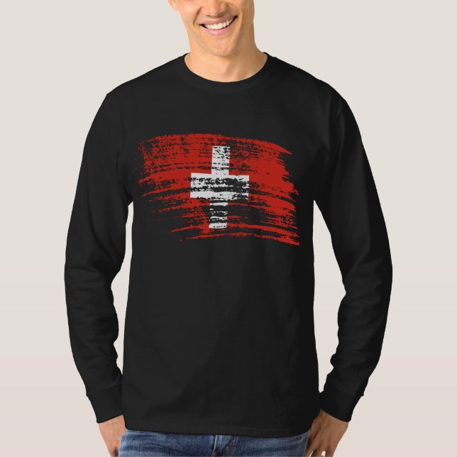 Cooler Schweizer Flaggenentwurf T-Shirt (Vorderseite)