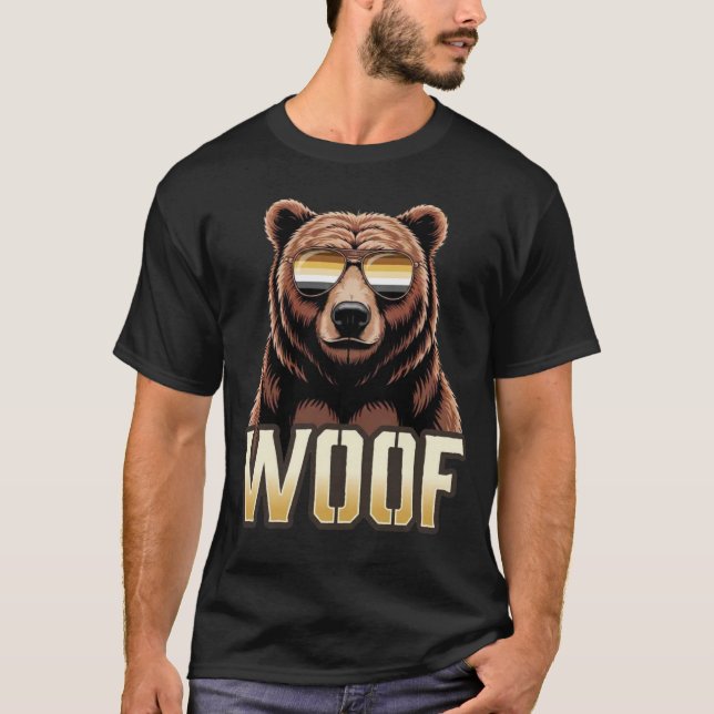 Cooler Schwuler Bär Pride Bär Pride Flagge  Woof  T-Shirt (Vorderseite)