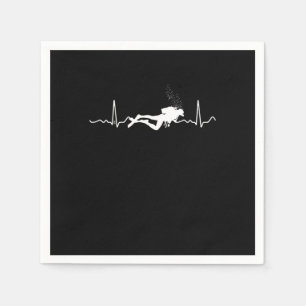 Cooler Scuba Diving Diver Heartbeat Grafik Serviette