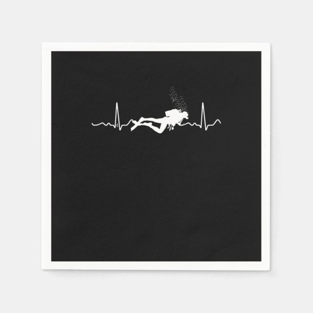 Cooler Scuba Diving Diver Heartbeat Grafik Serviette (Vorderseite)