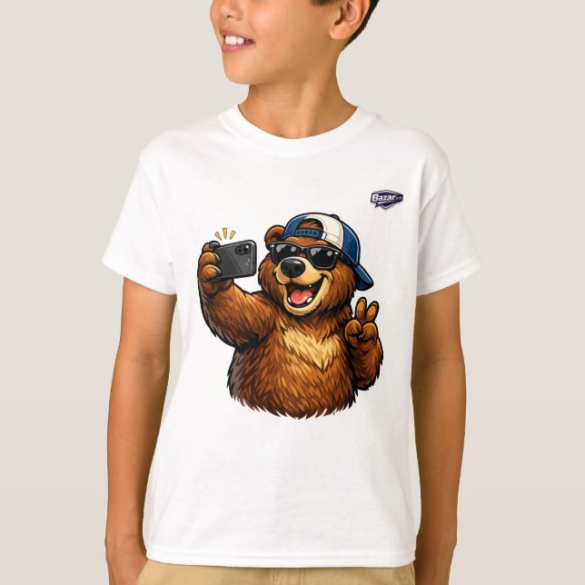 Cooler Selfie-Bär mit Sonnenbrille Kinder Tank Top (Vorderseite)