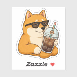 Cooler Shiba Inu Eiskaffee Ästhetik Aufkleber