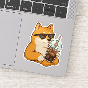 Cooler Shiba Inu Eiskaffee Ästhetik Aufkleber