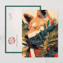 Cooler Shiba Inu im christlichen Winter Postkarte