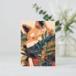 Cooler Shiba Inu im Weihnachtswinter Feiertagspostkarte