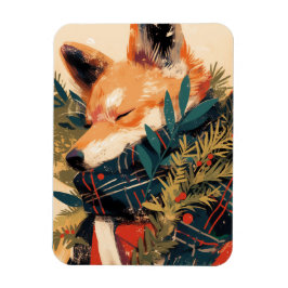 Cooler Shiba Inu im Weihnachtswinter Magnet