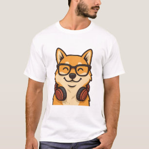 Cooler Shiba Inu mit Brille und Kopfhörern — Lusti T-Shirt