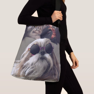 Cooler Shih Tzu Langhaar Vintage Sonnenbrille Foto Tragetaschen Mit Langen Trägern