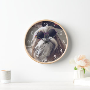 Cooler Shih Tzu Langhaar Vintage Sonnenbrille Foto Uhr