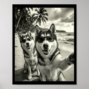 Cooler Sibirischer Husky lustiger Hund Selfie Stra Poster