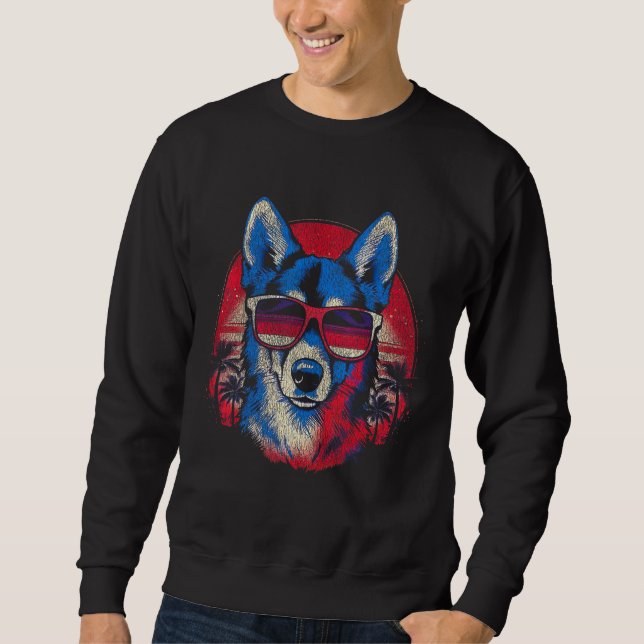 Cooler sibirischer Husky trägt eine Sonnenbrille V Sweatshirt (Vorderseite)