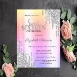 Cooler Silver Glitzer Tropfen Rose Gold Sweet 16 Einladung<br><div class="desc">Moderne,  schicke und glamouröse Sweet 16 mit Glitzer-Tropfen auf einem goldenen Hintergrund der Rose.</div>