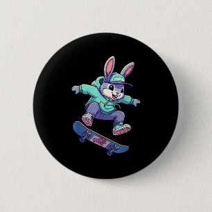 Cooler Skateboard-Hase lustiger Kaninchen Skaten O Button