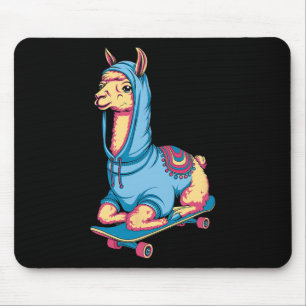 Cooler Skateboarding-Lama mit Hoodie Lustige Tiere Mousepad
