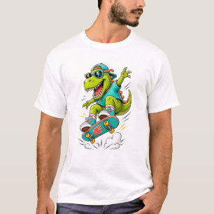 Cooler Skateboarding T-Rex Dinosaur T-Shirt