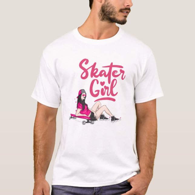 Cooler Skater Art Women Girls Skateboard Skateboar T-Shirt (Vorderseite)
