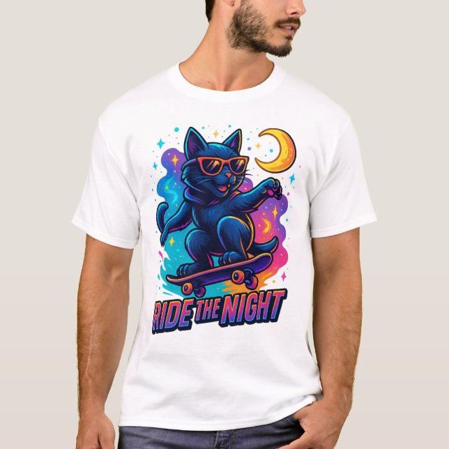Cooler Skater Cat - Urban Street Style T-Shirt (Vorderseite)