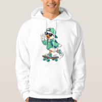 Cooler Skater-Ente mit Sonnenbrille und Kapuzenpul