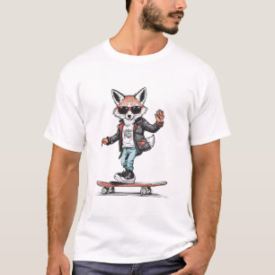Cooler Skater Fox Graphic T-Shirt