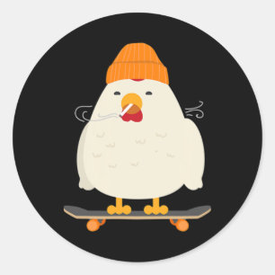 Cooler Skater Huhn Skateboard Runder Aufkleber