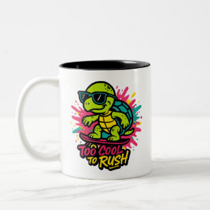 Cooler Skater Schildkröte Retro Pop Art Zweifarbige Tasse