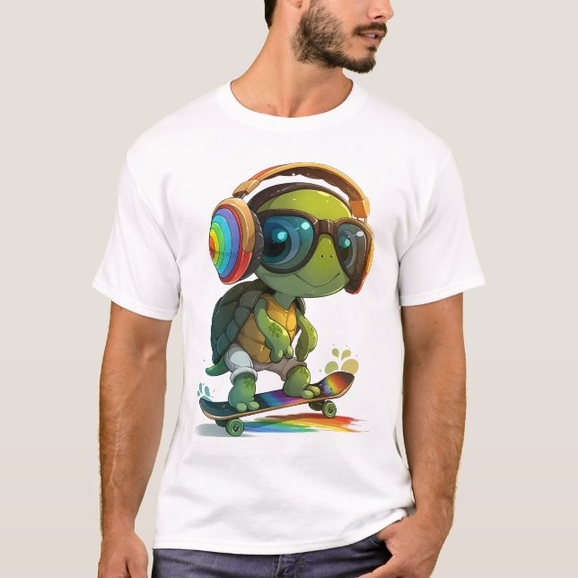 Cooler Skater Turtle T - Shirt (Vorderseite)